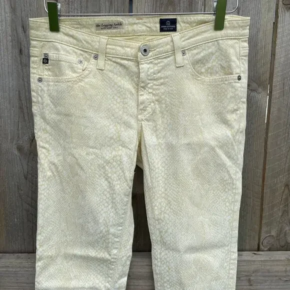 Adriano Goldschmied The Legging Super Skinny Ankle Jean Snake Print Yellow Sz 29 - Picture 2 of 10
